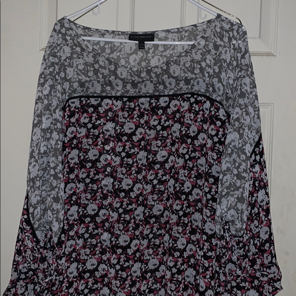 Lane Bryant Rose Print Black/Gray/Pink size 26/28
